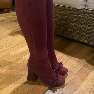 Tory Burch Addison Boot NIB 6.5 burgandy suede
